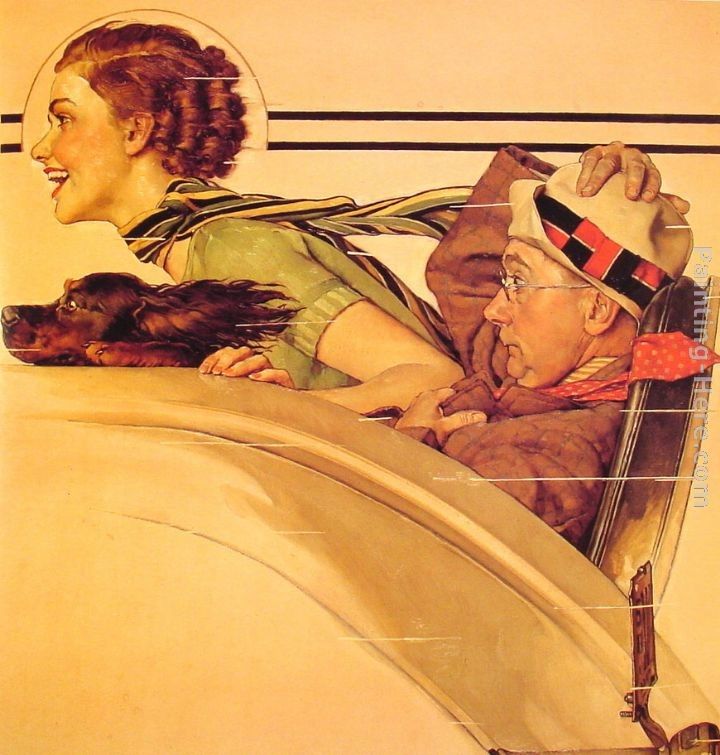 Norman Rockwell Couple in Rumble Seat